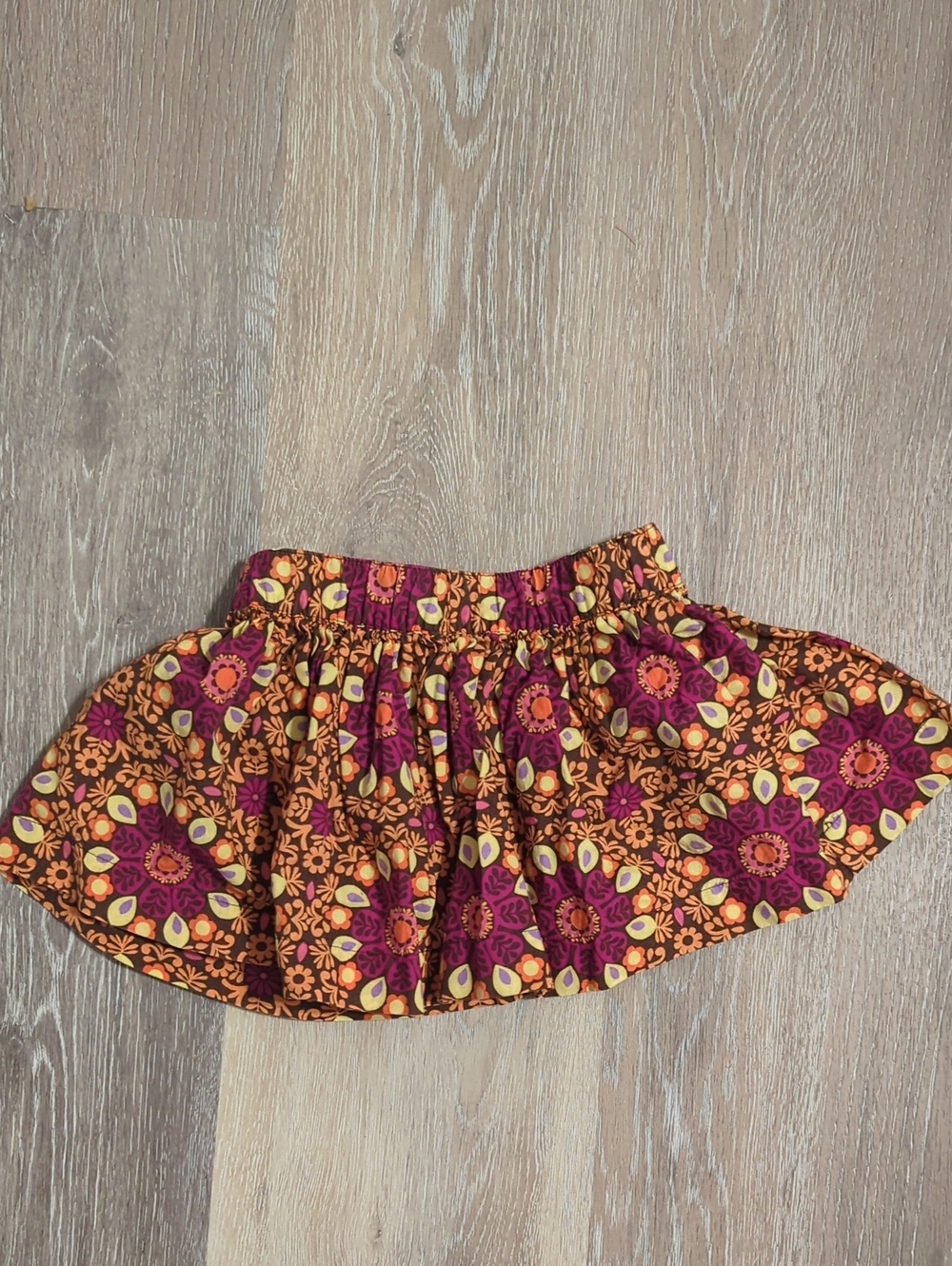 Hanna Andersson Floral Circle Skirt - Burgundy, Gold & Cream